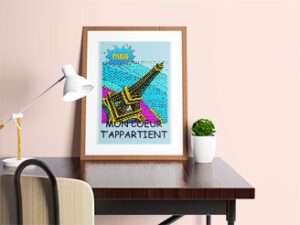 Paris Eiffel Tower Poster in the Style of Lichtenstein Pop Art